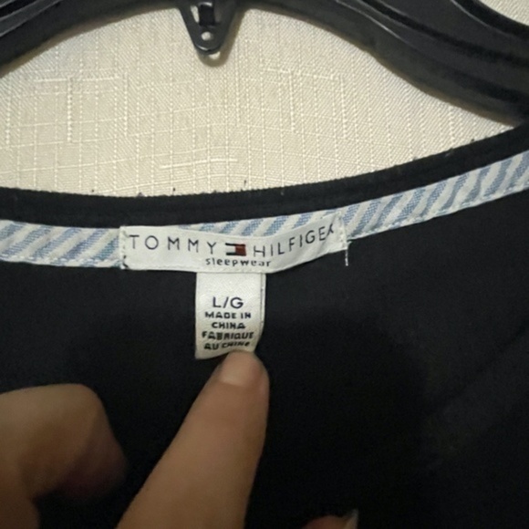 Tommy Hilfiger Womens Black Fleece Pajama Set Long Sleeve Wide Leg Size Large - Picture 3 of 9